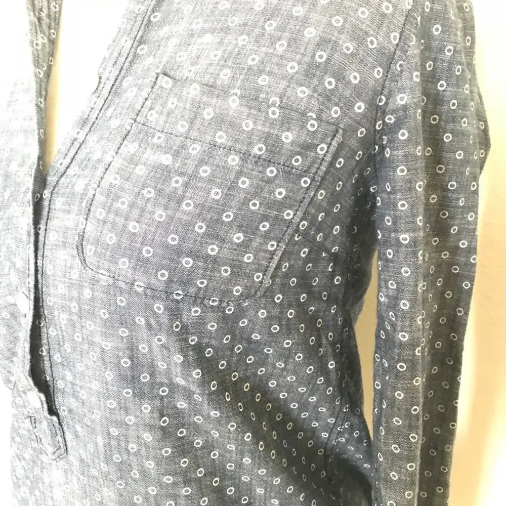 J. Crew circle print chambray popover Henley top